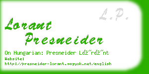 lorant presneider business card